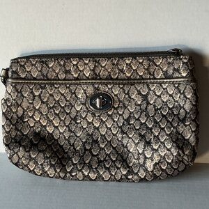 Coach Brown Patterned Wristlet Clutch